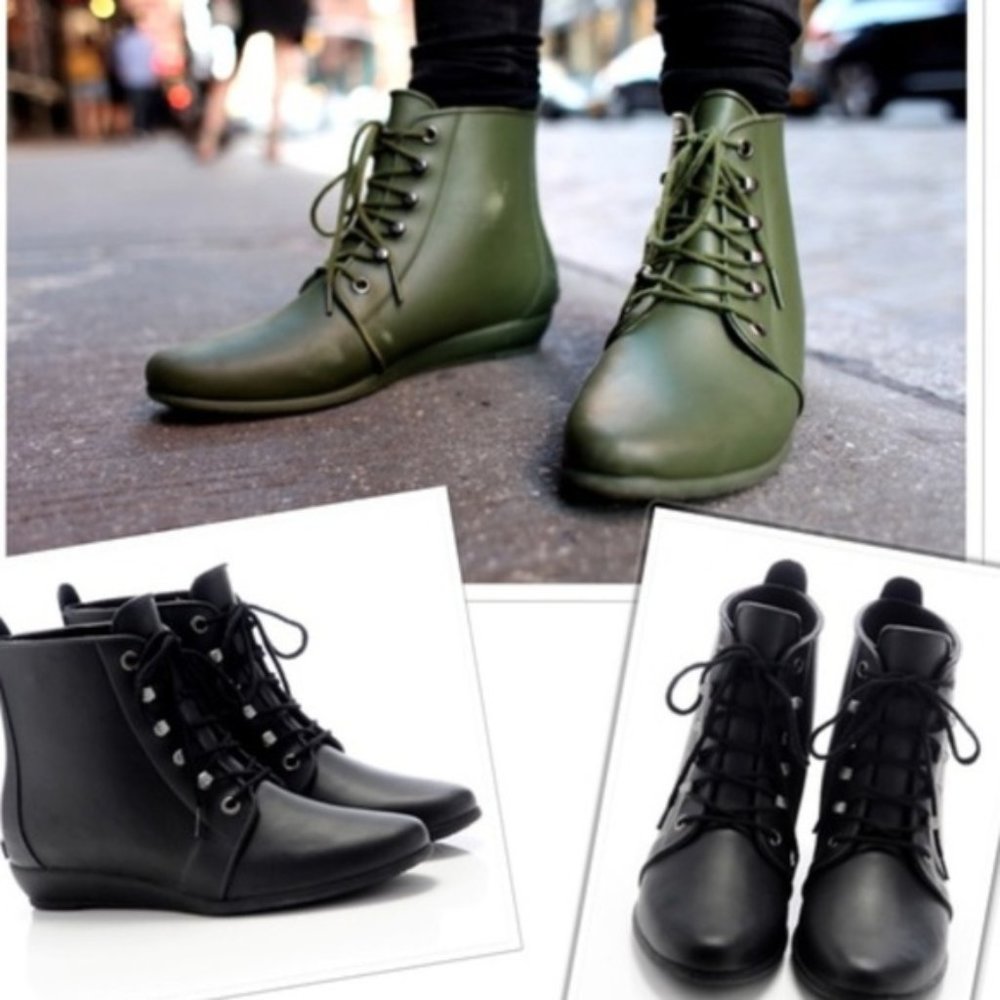 Loeffler Randall Black Wedge Rain Bootie Size 7